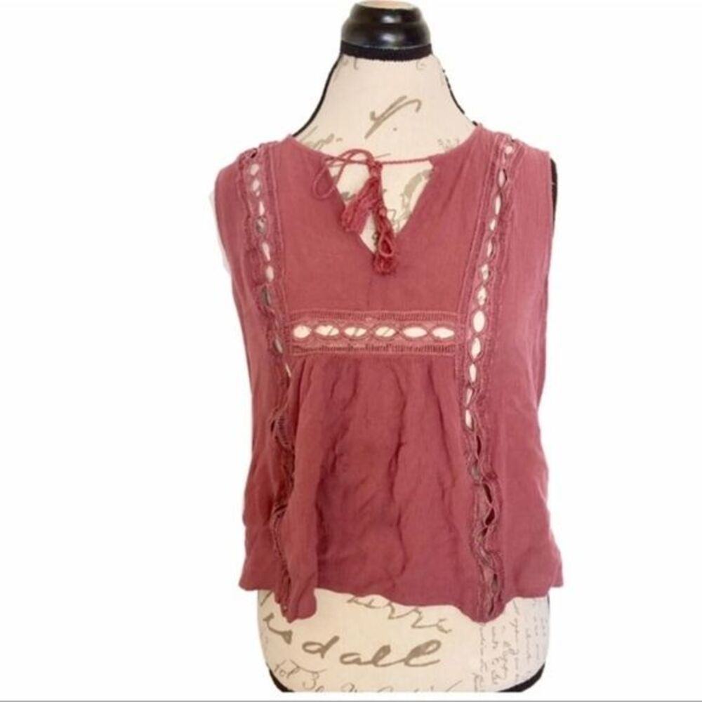 Charlotte Russe Crop Top Womens Tank Blouse Crinkle Size Large Bohemian Knit